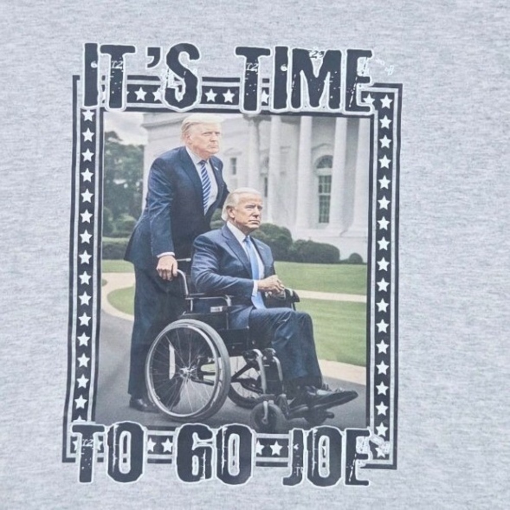 Gildan Graphic T-Shirt Mens Small Gray Its Time To Go Joe Political Tee